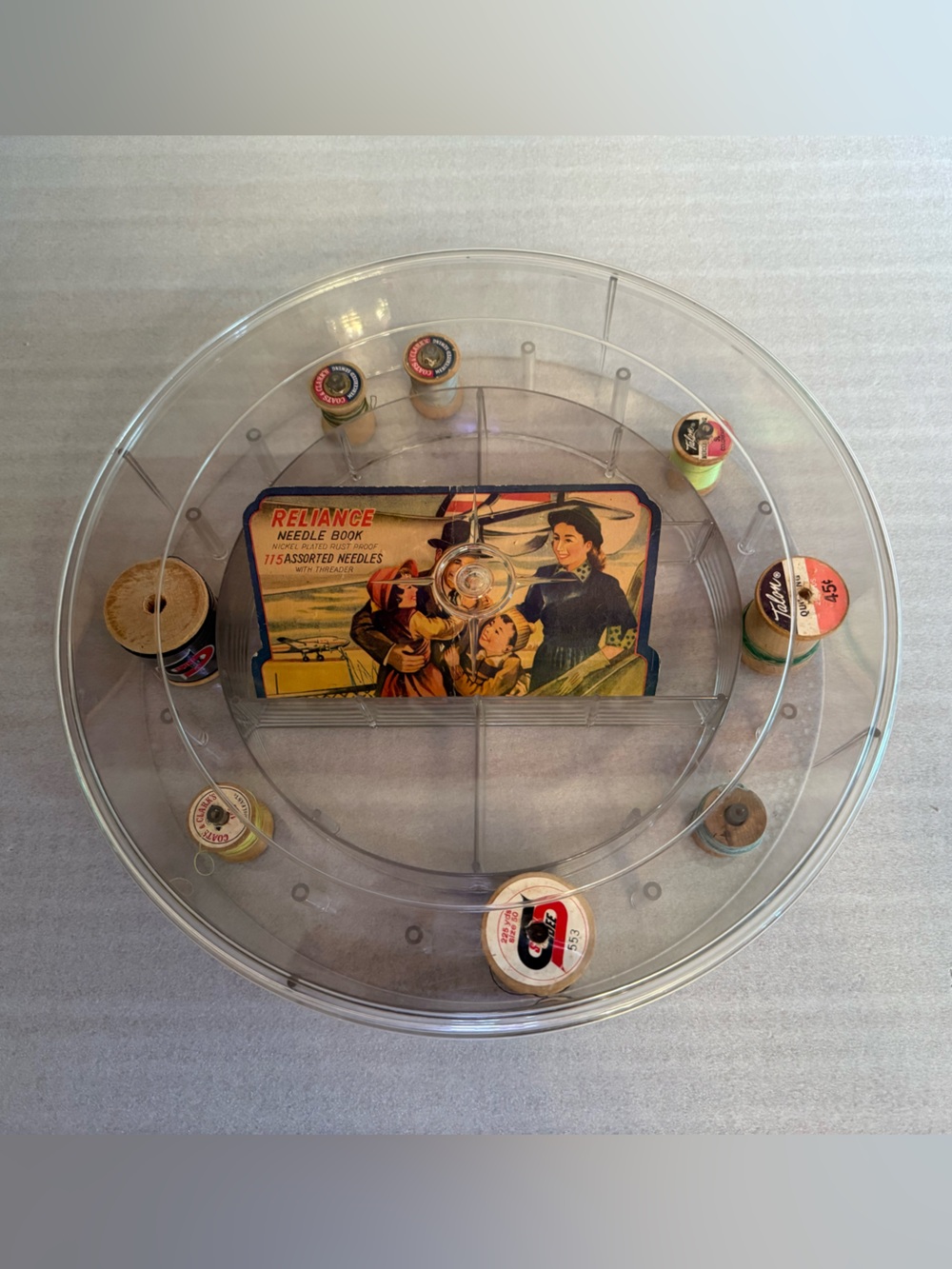 Vintage Singer Clear Plastic Sewing Circle Thread Organizer